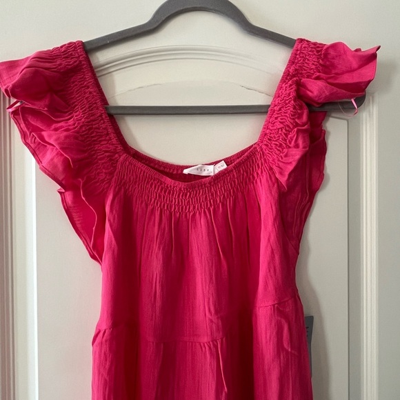 NWT Lush “Azalea” Pink Flutter Sleeve Tiered Summer Dress Women’s XS - Picture 11 of 15